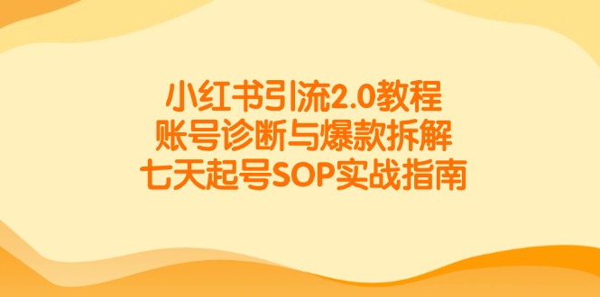小红书引流2.0教程，账号诊断与爆款拆解，七天起号SOP实战指南-一百创业网