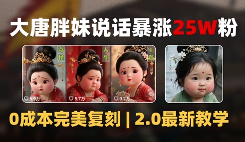 AI大唐胖贵妃说话2.0，40条视频暴涨40w粉，附独家变现攻略-一百创业网