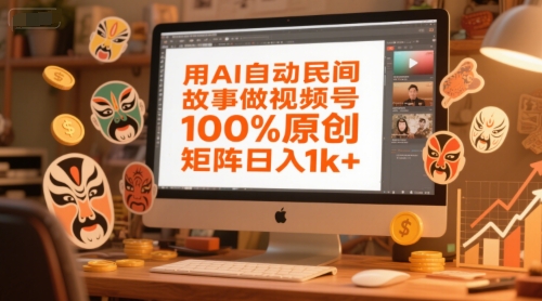用AI自动民间故事做视频号，100%原创，矩阵日入1k+-艾客创业网