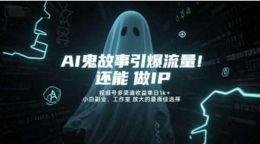 AI鬼故事引爆流量，还能做IP，视频号多渠道收益单日1k+，小白副业、工作室放大的最佳选择-一百创业网