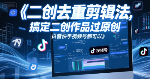 短视频二创去重剪辑法，搞定二创作品过原创，抖音快手视频号都可以-一百创业网