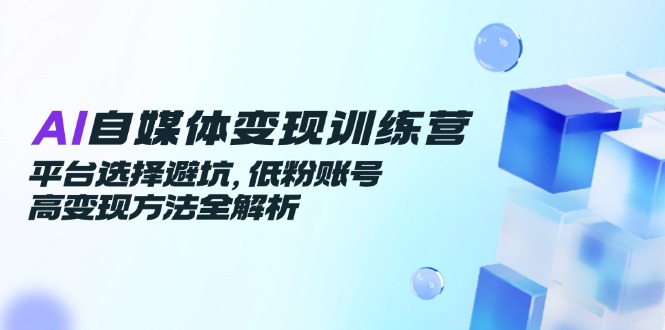 AI自媒体变现训练营，平台选择避坑，低粉账号高变现方法全解析-一百创业网