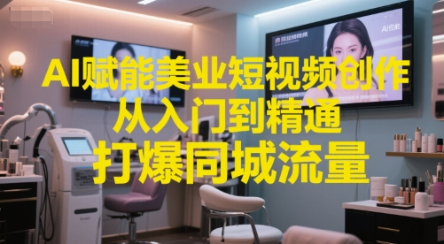 AI赋能美业短视频创作，从入门到精通，打爆同城流量，超级AI工具短视频实操落地-一百创业网