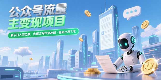 公众号流量主变现项目，新手日入四位数，含爆文写作全攻略(更新25年7月-一百创业网