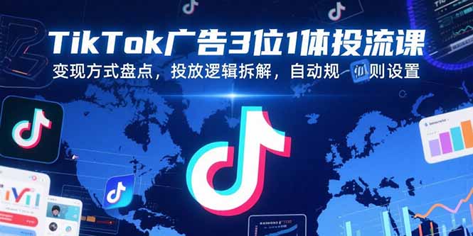 TikTok广告3位1体投流课，变现方式盘点，投放逻辑拆解，自动规则设置-一百创业网