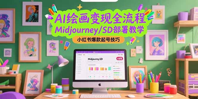 AI绘画变现全流程，Midjourney/SD部署教学，小红书爆款起号技巧-一百创业网