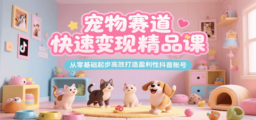 宠物赛道快速变现精品课，从零基础起步高效打造盈利性抖音账号-一百创业网