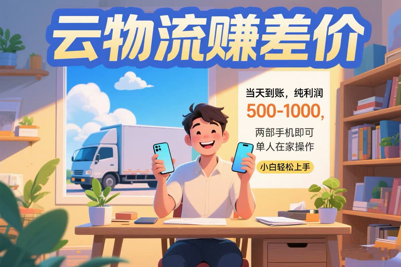 云物流赚差价 当天到账纯利润500-1000 两部手机即可 可单人在家操作 小…-一百创业网