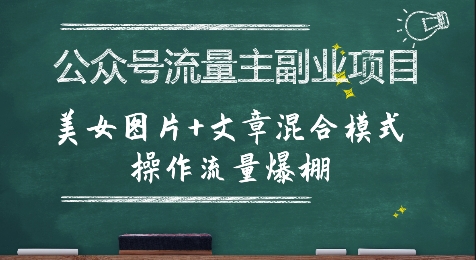 公众号流量主副业项目，美女图片+文章混合模式操作流量爆棚-一百创业网