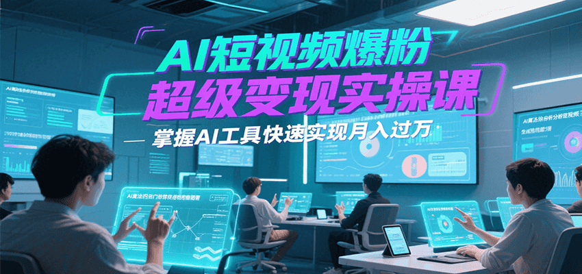 AI短视频爆粉超级变现实操课，掌握AI工具快速实现月入过万-一百创业网