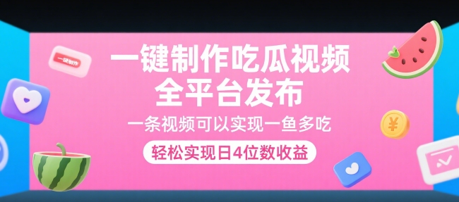 一键制作吃瓜视频，全平台发布，一条视频可以实现一鱼多吃，轻松实现日4位数收益【揭秘】-一百创业网