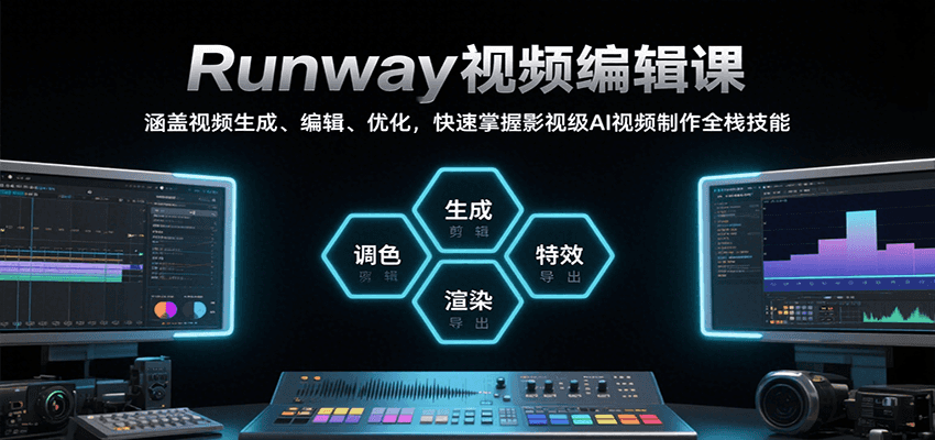 Runway视频编辑课，涵盖视频生成、编辑、优化，快速掌握影视级AI视频制作全栈技能-一百创业网