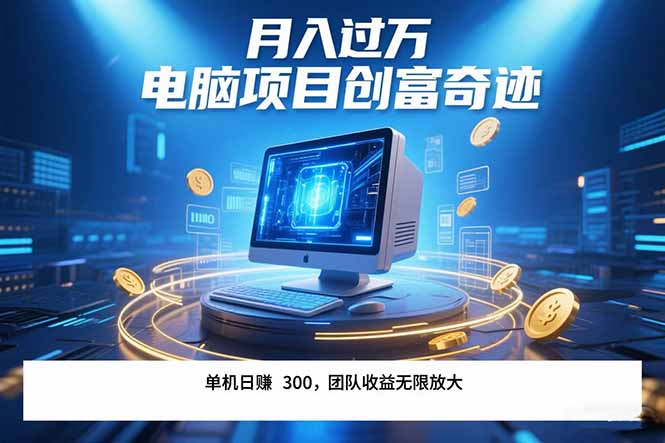 最新电脑项目单机每天收益300+  带有团队管道收益 可无限放大 月入过万…-一百创业网