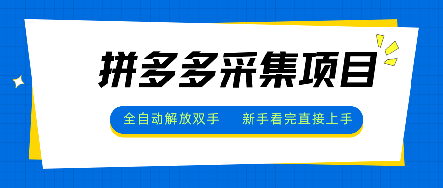 拼多多采集项目，全自动解放双手，单号日入30+-一百创业网