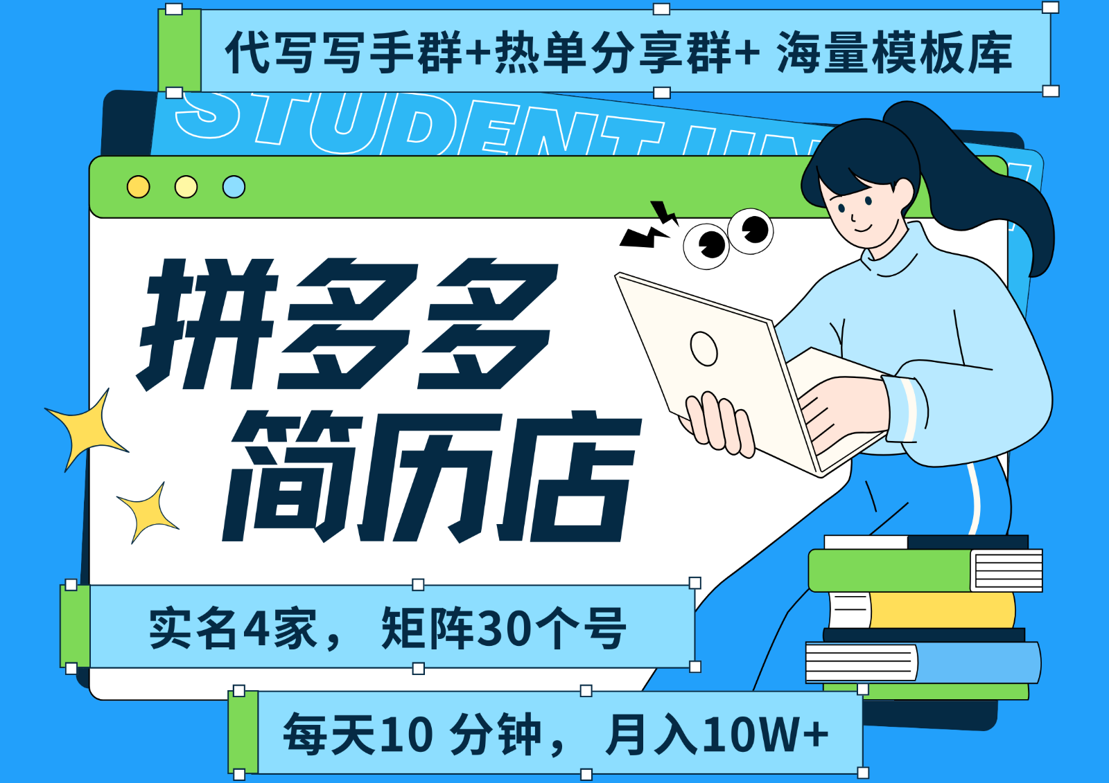 拼多多电商 拼多多 虚拟资料 简历 海报代写 全SOP流程 毫无保留分享(含后端资料)-一百创业网
