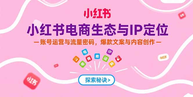 小红书电商生态与IP定位，账号运营与流量密码，爆款文案与内容创作-一百创业网