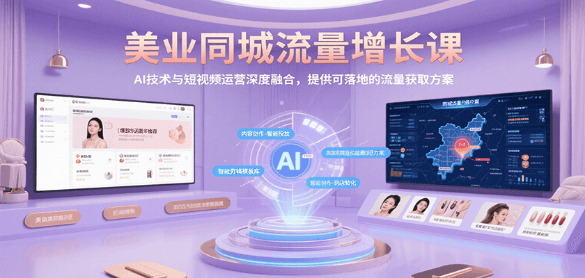 美业同城流量增长课，AI技术与短视频运营深度融合，提供可落地的流量获取方案-一百创业网