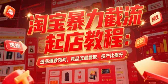 淘宝暴力截流起店教程：选品爆款预判，竞品流量截取，投产比提升-一百创业网