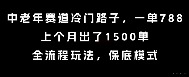 中老年赛道冷门路子，一单788，上个月出了1500单，全流程玩法，保底模式【揭秘】-一百创业网