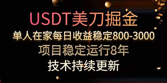 USDT美刀掘金，单人每日收益800-3000，稳定运行8年-一百创业网