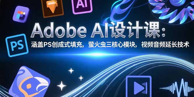 Adobe AI设计课：涵盖PS创成式填充，萤火虫三核心模块，视频音频延长技术-一百创业网